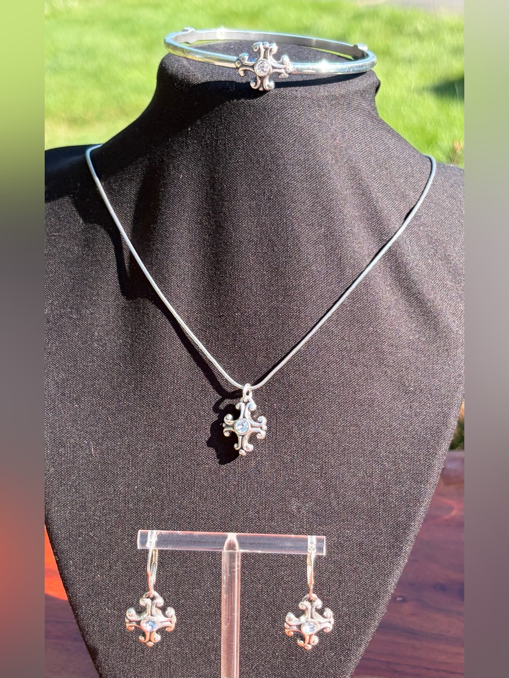 Brighton "Davina Cross" Necklace, Earring and Bracelet Set Silver